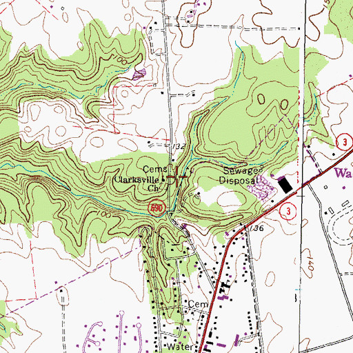 Topographic Map of Clarksville Cemetery, VA