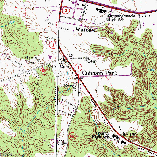 Topographic Map of Cobham Park Baptist Church, VA