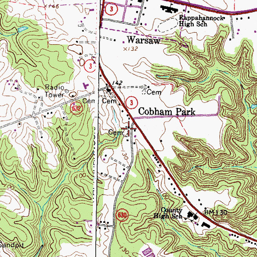 Topographic Map of Cobham Park Cemetery, VA