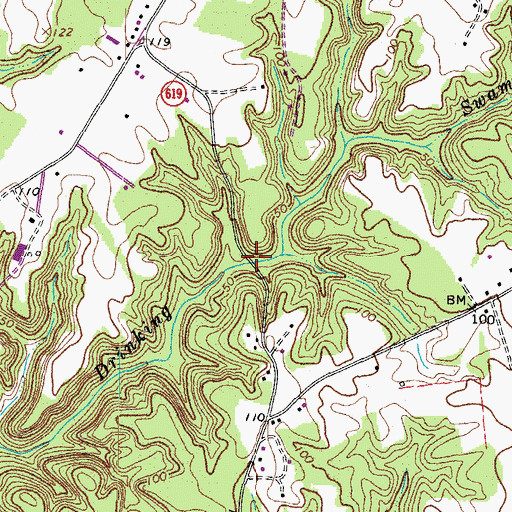 Topographic Map of Drinking Swamp Bridge, VA