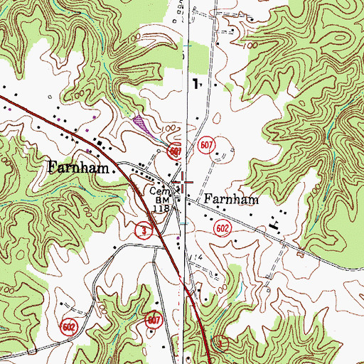 Topographic Map of Farnham Cemetery, VA