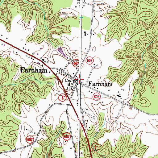 Topographic Map of Farnham Church, VA