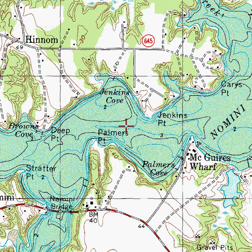 Topographic Map of Deep Point-Mount Holly Ferry (historical), VA