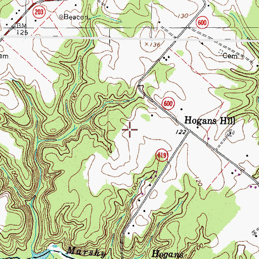 Topographic Map of Hogans Hill, VA