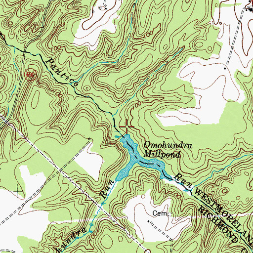 Topographic Map of Omohundro Mill (historical), VA