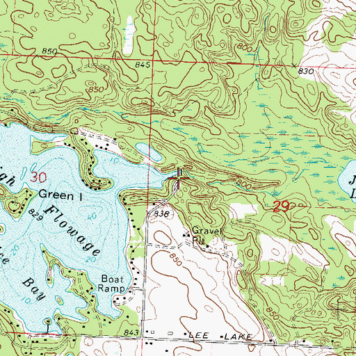 Topographic Map of Kelly Lake Waterways 2WP 168 Dam, WI