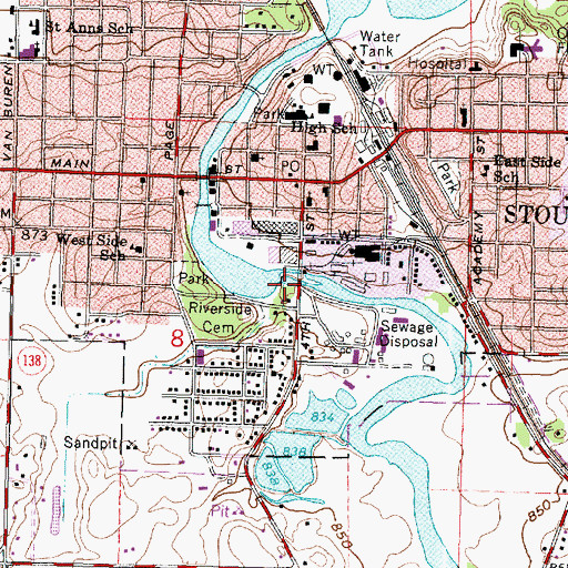 Topographic Map of Stoughton Dam, WI