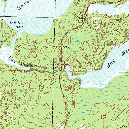 Topographic Map of Hay Meadow Flowage 7, WI