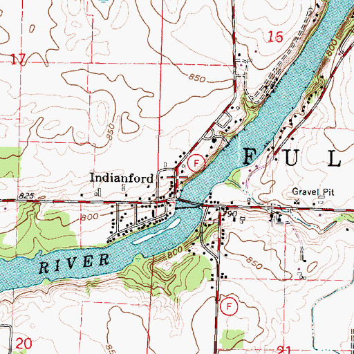 Topographic Map of Indianford WD-60 Dam, WI