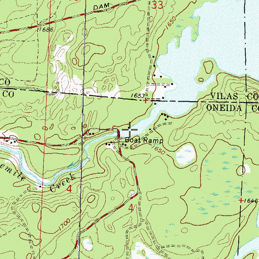Topographic Map of Lower Nine Mile Dam, WI