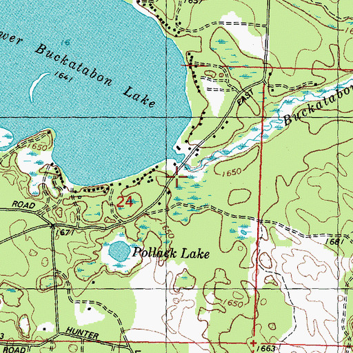 Topographic Map of Upper and Lower Buckatabon 14 Rerservoir, WI