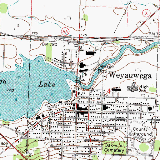 Topographic Map of Weyauwega 314 Reservoir, WI