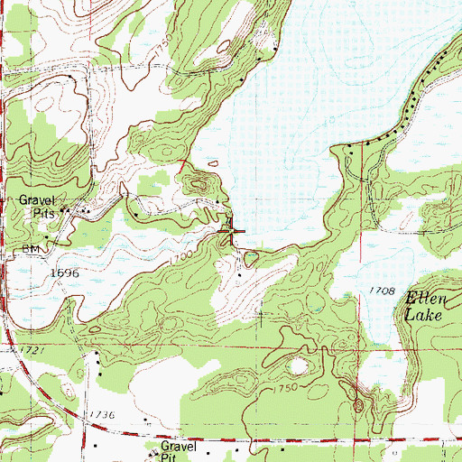 Topographic Map of Long-On-Deerskin 1909c361 Dam, WI