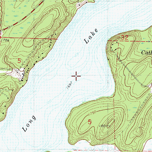 Topographic Map of Long and Big Sand Lakes 15, WI