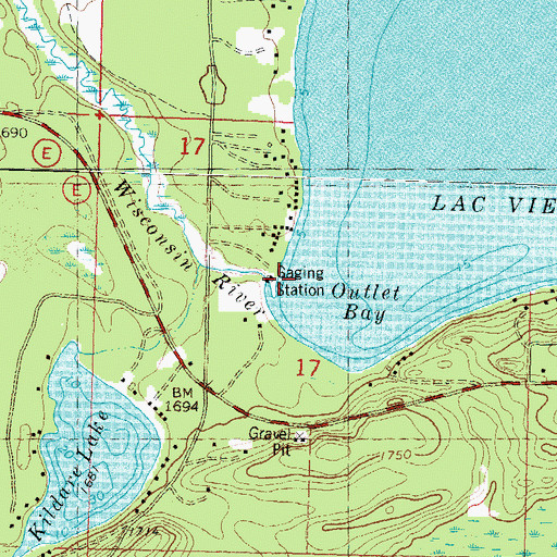Topographic Map of Lac Vieux Desert 1907C335 Dam, WI
