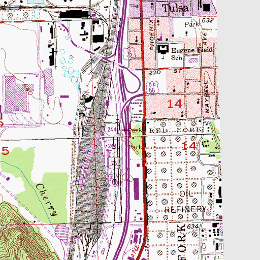 Topographic Map of Howard Park, OK