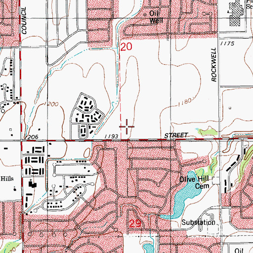 Topographic Map of Ralph Downs Elementary School, OK