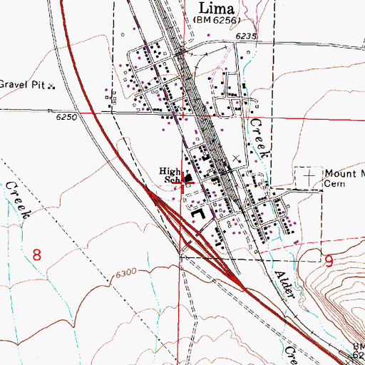 Topographic Map of Lima School, MT