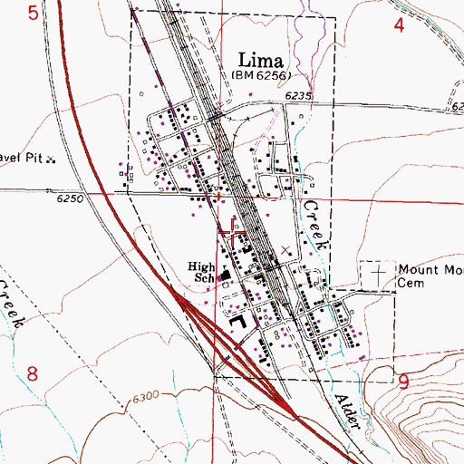 Topographic Map of Lima Mission, MT