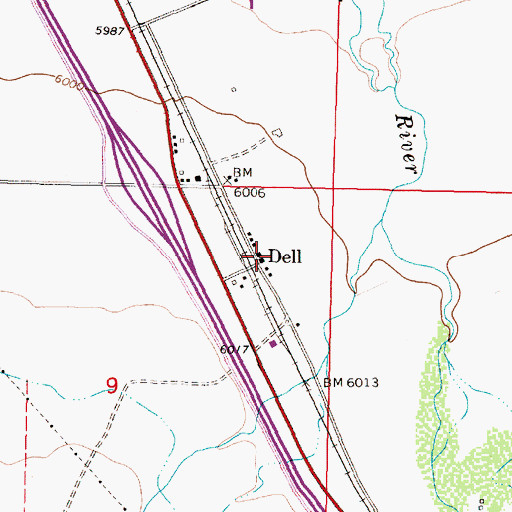 Topographic Map of Dell Park, MT