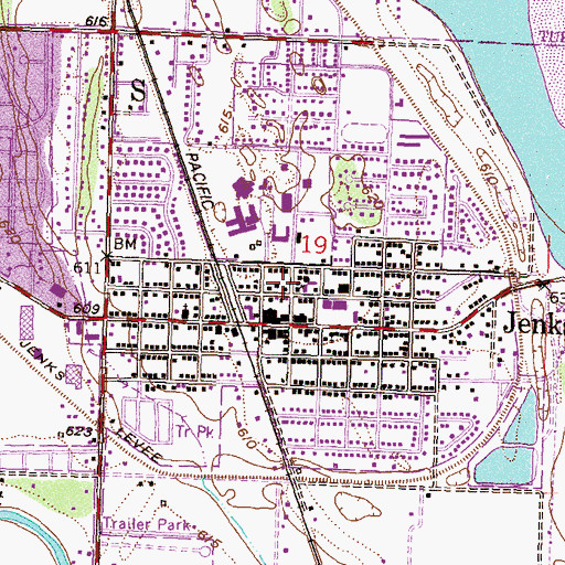 Topographic Map of First Baptist Church of Jenks, OK
