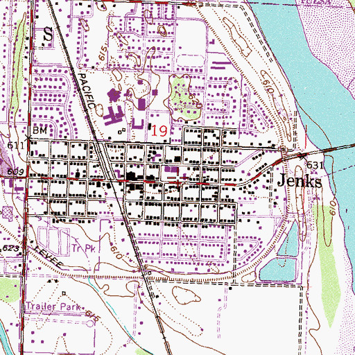 Topographic Map of Jenks United Methodist Church, OK