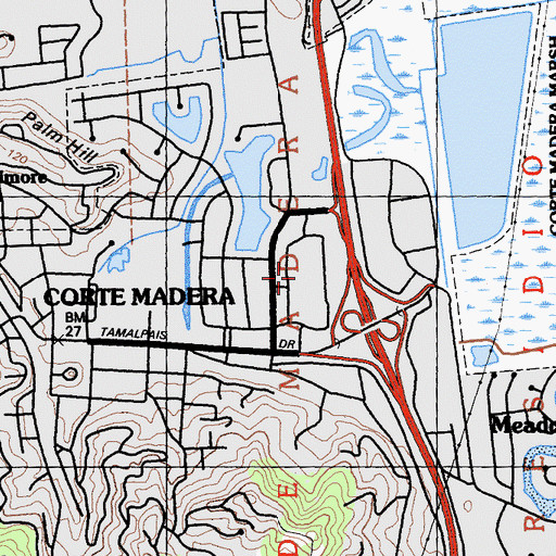 Topographic Map of Town Center Corte Madera Shopping Center, CA