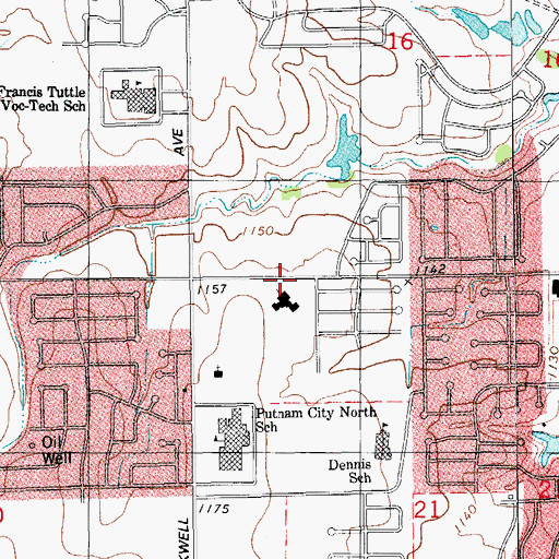 Topographic Map of Lakeside Assembly of God, OK