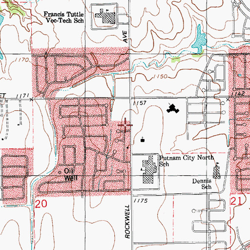 Topographic Map of Lakeside Assembly of God Youth, OK