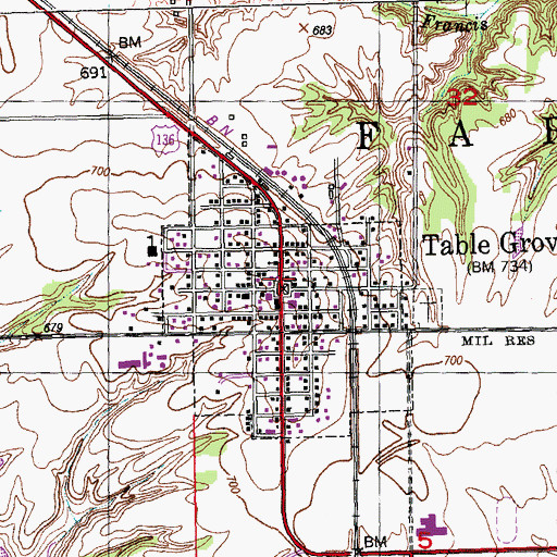Topographic Map of Table Grove Village Square, IL