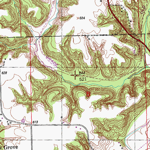 Topographic Map of Phillips Station (historical), IL
