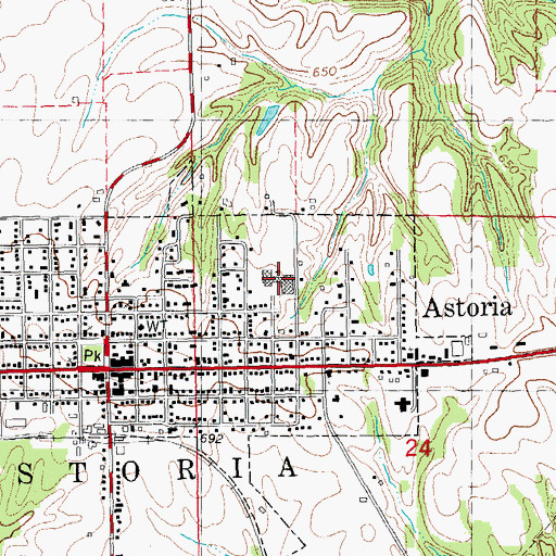 Topographic Map of Astoria Community High School, IL