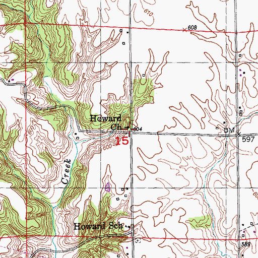 Topographic Map of Howard, IL