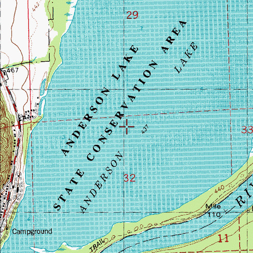 Topographic Map of Anderson Lake State Conservation Area, IL