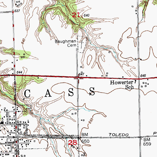 Topographic Map of Brock School (historical), IL