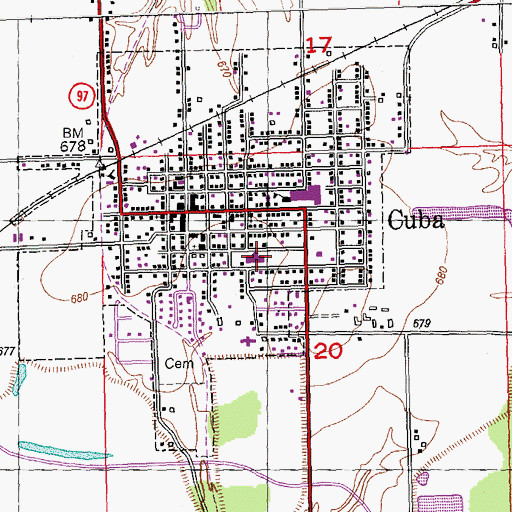 Topographic Map of Cuba Elementary School, IL
