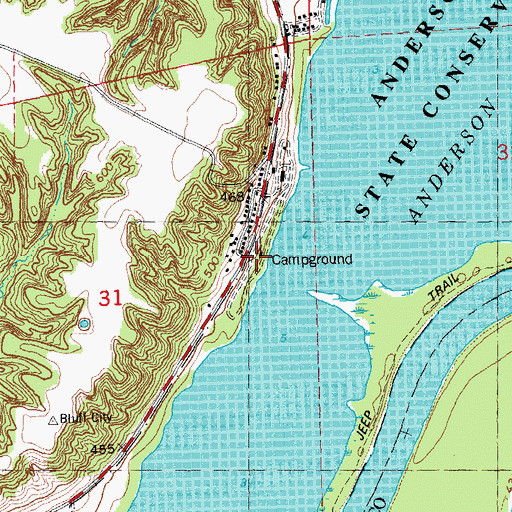 Topographic Map of South Campground, IL