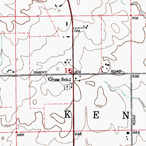 Topographic Map of Ament Corners, IL
