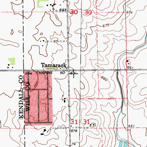 Topographic Map of Tamarack School (historical), IL