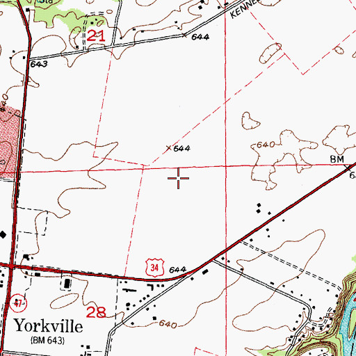 Topographic Map of Yorkville Post Office, IL