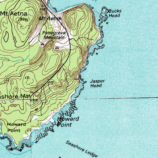 Topographic Map of Jasper Beach, ME