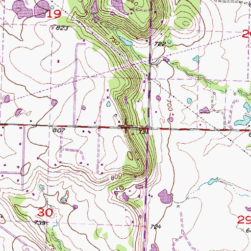 Topographic Map of Applegate Hill, OK