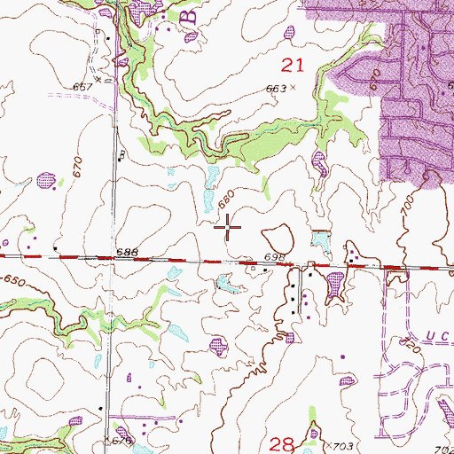 Topographic Map of Oliver Middle School, OK