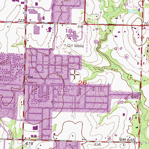 Topographic Map of Arrow Springs Elementary School, OK