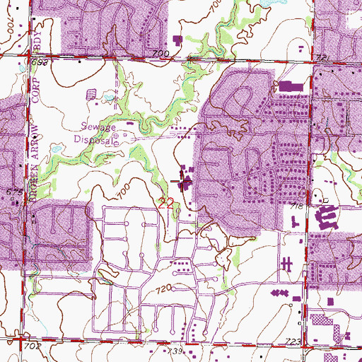 Topographic Map of Vandever Elementary School, OK