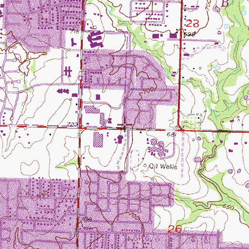 Topographic Map of Wolfcreek Elementary School, OK