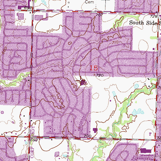 Topographic Map of Lynn Wood Elementary School, OK
