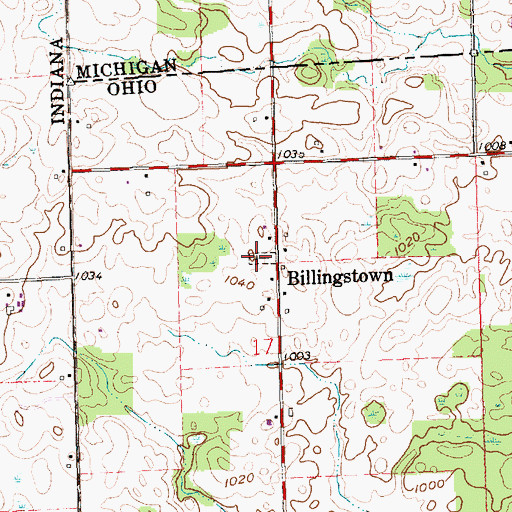 Topographic Map of Billingstown Cemetery, OH
