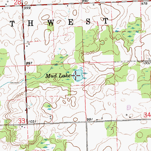 Topographic Map of Mud Lake Bog Nature Preserve, OH