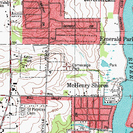 Topographic Map of Esmeralda Park, IL